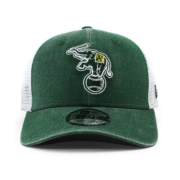 ニューエラ メッシュキャップ 9FORTY オークランド アスレチックス MLB 1988 WASHED TRUCKER MESH CAP GREEN