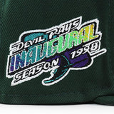 ニューエラ キャップ 59FIFTY タンパベイ デビルレイズ MLB 1998 INAUGURAL SEASON GREY BOTTOM BOTTOM FITTED CAP DK GREEN