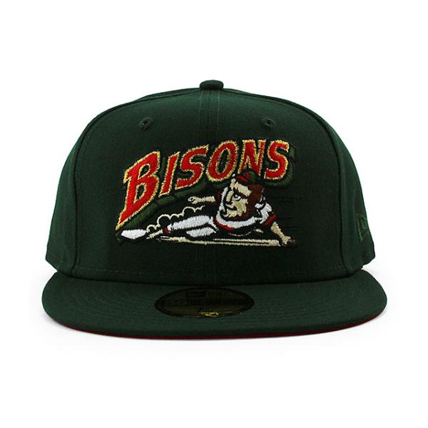 ニューエラ キャップ 59FIFTY バッファロー バイソンズ  MiLB TEAM-BASIC RED BOTTOM FITTED CAP DK GREEN NEW ERA BUFFALO BISONS