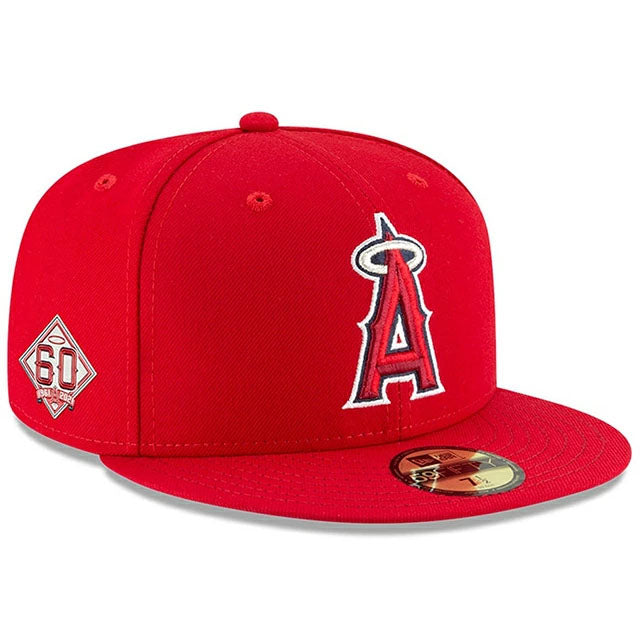 ニューエラ キャップ 59FIFTY ロサンゼルス エンゼルス MLB 60TH ANNIVERSARY SIDE PATCH FITTED CAP RED