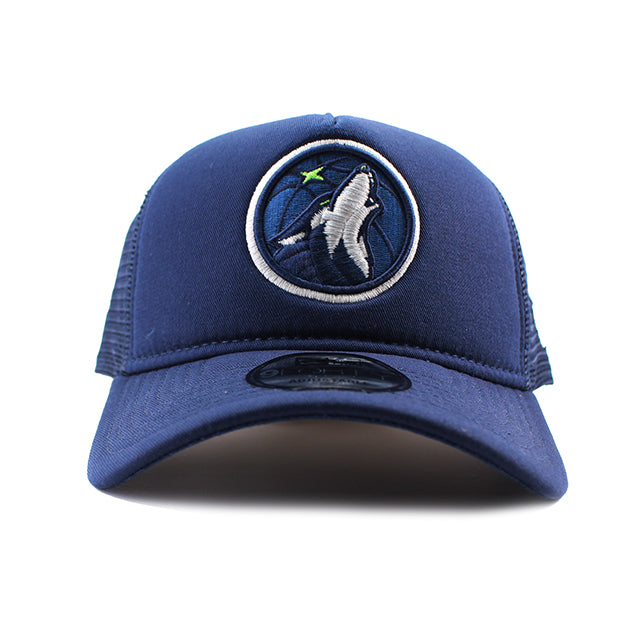 ニューエラ メッシュキャップ 9FORTY ミネソタ ティンバーウルブズ NBA A-FRAME TRUCKER MESH CAP NAVY