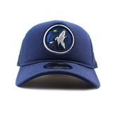 ニューエラ メッシュキャップ 9FORTY ミネソタ ティンバーウルブズ NBA A-FRAME TRUCKER MESH CAP NAVY