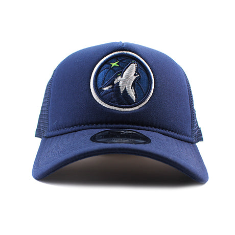 ニューエラ メッシュキャップ 9FORTY ミネソタ ティンバーウルブズ NBA A-FRAME TRUCKER MESH CAP NAVY