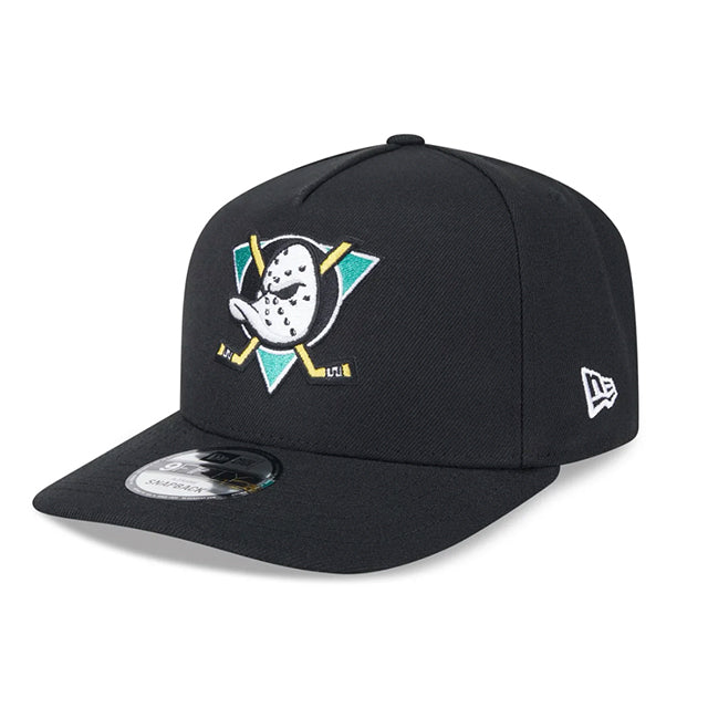 ニューエラ キャップ 9FIFTY スナップバック アナハイム ダックス NHL SCRIPT A-FRAME SNAPBACK CAP BLACK