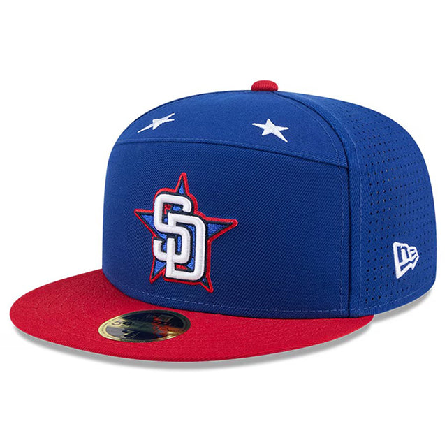 2025 MLB オールスターワークアウトモデル ニューエラ キャップ 59FIFTY サンディエゴ パドレス 2025 MLB ALL-STAR GAME WORKOUT SPLIT PANEL FITTED CAP ROYAL BLUE
