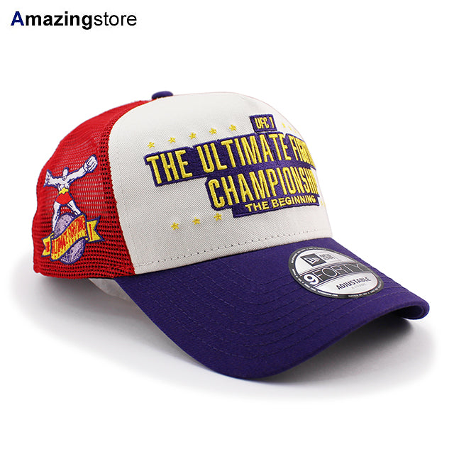 ニューエラ メッシュキャップ 9FORTY UFC A-FRAME ULTI-MAN TRUCKER MESH CAP CREAM PURPLE