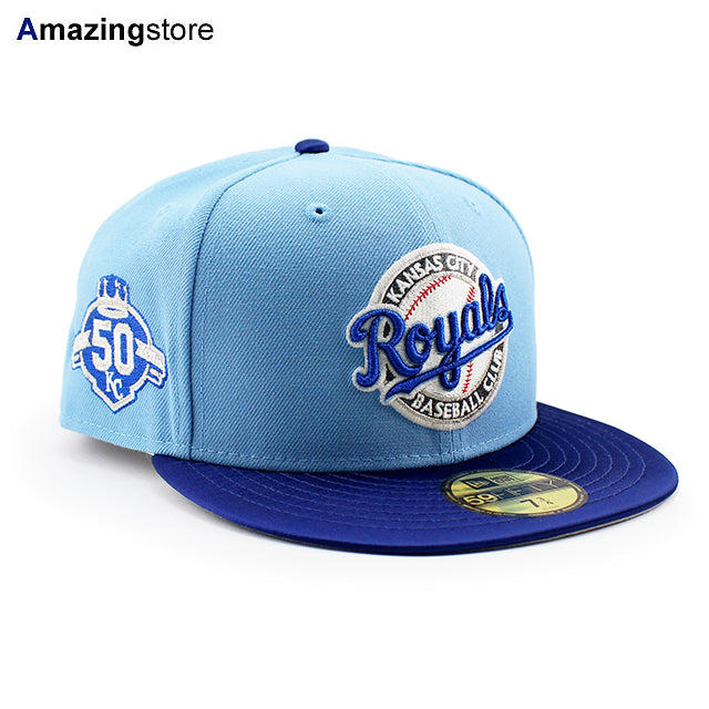 ニューエラ キャップ 59FIFTY カンザスシティ ロイヤルズ MLB 50TH GREY BOTTOM FITTED CAP LT BLUE