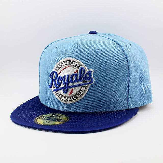 ニューエラ キャップ 59FIFTY カンザスシティ ロイヤルズ MLB 50TH GREY BOTTOM FITTED CAP LT BLUE
