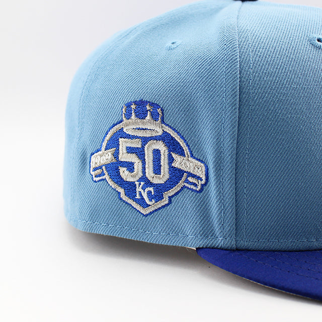 ニューエラ キャップ 59FIFTY カンザスシティ ロイヤルズ MLB 50TH GREY BOTTOM FITTED CAP LT BLUE