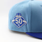 ニューエラ キャップ 59FIFTY カンザスシティ ロイヤルズ MLB 50TH GREY BOTTOM FITTED CAP LT BLUE