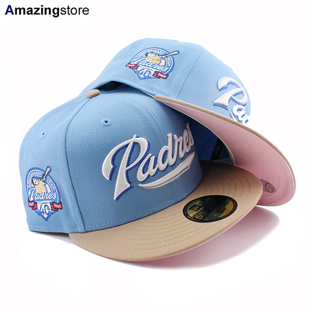 ニューエラ キャップ 59FIFTY サンディエゴ パドレス MLB 40TH ANNIVERSARY PINK BOTTOM FITTED CAP SKY