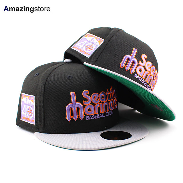 ニューエラ キャップ 59FIFTY シアトル マリナーズ MLB 40TH ANNIVERSARY KELLY GREEN BOTTOM FITTED CAP BLACK GRAY