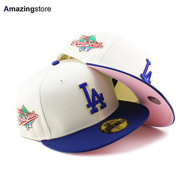 ニューエラ キャップ 59FIFTY ロサンゼルス ドジャース MLB 1988 WORLD SERIES GAME PINK BOTTOM FITTED CAP CREAM ROYAL BLUE