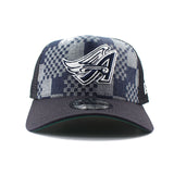 ニューエラ メッシュキャップ 9FORTY アナハイム エンゼルス MLB A-FRAME DENIM NAVY PATTERN COOPERSTOWN MESH CAP