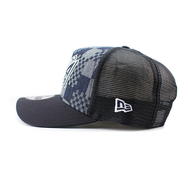 ニューエラ メッシュキャップ 9FORTY アナハイム エンゼルス MLB A-FRAME DENIM NAVY PATTERN COOPERSTOWN MESH CAP
