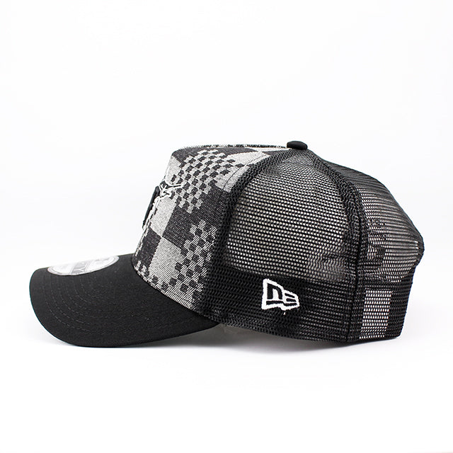 ニューエラ メッシュキャップ 9FORTY フロリダ マーリンズ MLB A-FRAME DENIM BLACK PATTERN COOPERSTOWN MESH CAP