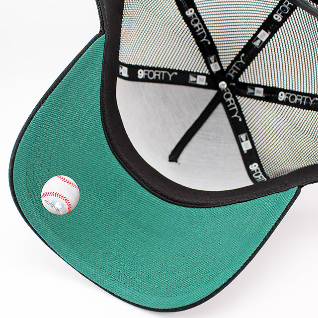 ニューエラ メッシュキャップ 9FORTY フロリダ マーリンズ MLB A-FRAME DENIM BLACK PATTERN COOPERSTOWN MESH CAP