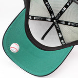 ニューエラ メッシュキャップ 9FORTY フロリダ マーリンズ MLB A-FRAME DENIM BLACK PATTERN COOPERSTOWN MESH CAP