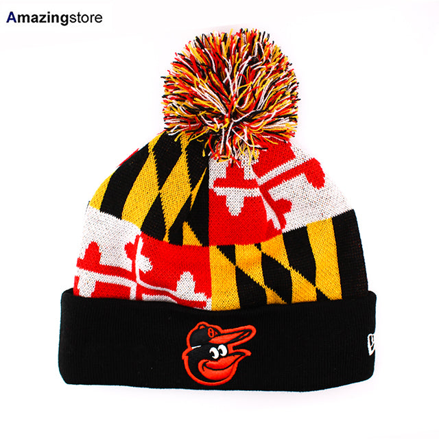 ニューエラ ニットキャップ ビーニー ボルチモア オリオールズ MLB MARYLAND-FLAG POM-POM KNIT BEANIE CAP MULTI