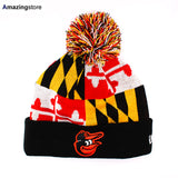 ニューエラ ニットキャップ ビーニー ボルチモア オリオールズ MLB MARYLAND-FLAG POM-POM KNIT BEANIE CAP MULTI