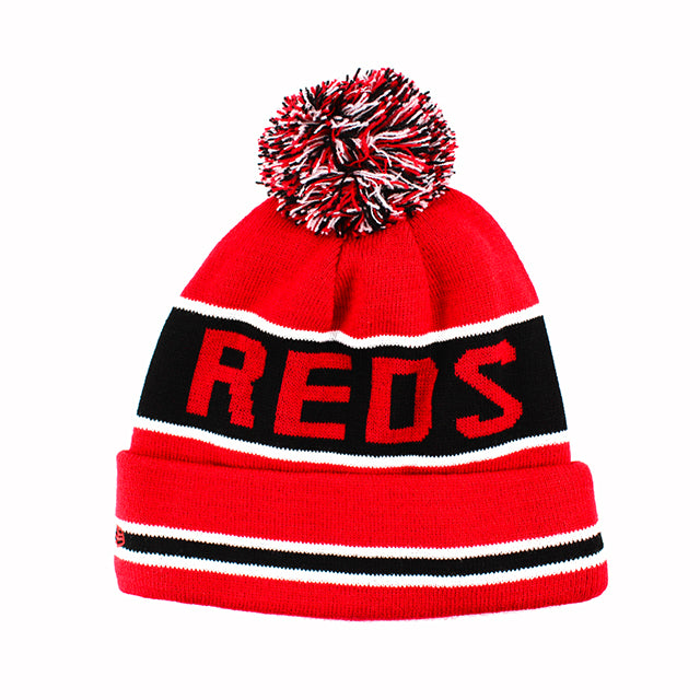 ニューエラ ニットキャップ ビーニー シンシナティ レッズ MLB THE-COACH POM KNIT BEANIE CAP RED-BLACK