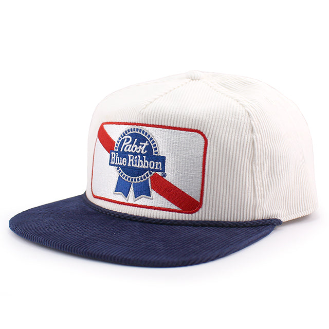 パブストブルーリボンビール スナップバック PABST BLUE RIBBON CORDUROY ROPE GOLF SNAPBACK CAP WHITE NAVY