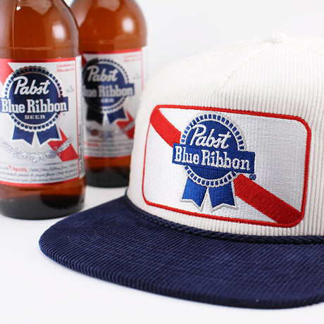 パブストブルーリボンビール スナップバック PABST BLUE RIBBON CORDUROY ROPE GOLF SNAPBACK CAP WHITE NAVY