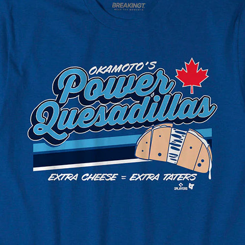 岡本和真モデル 海外取寄 トロント ブルージェイズ Tシャツ POWER QUESADILLAS T-SHIRT ROYAL BLUE