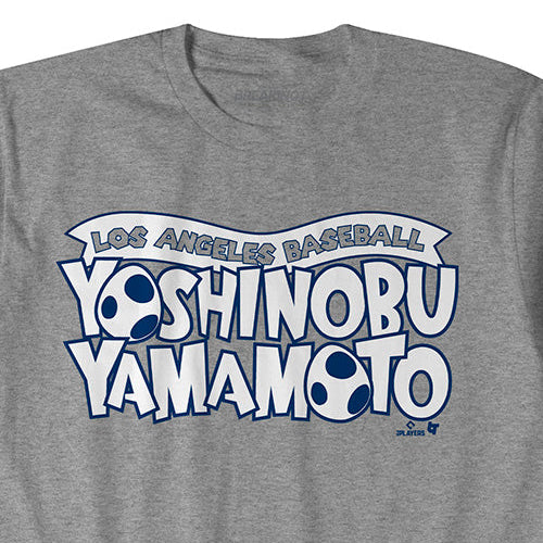 山本由伸モデル 海外取寄 ロサンゼルス ドジャース Tシャツ YOSHINOBU YAMAMOTO WORLD T-SHIRT GREY