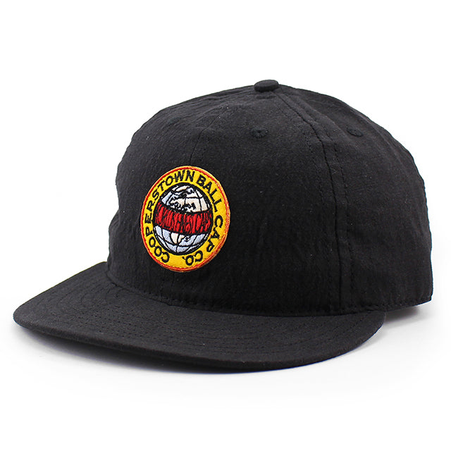 クーパーズタウンボールキャップ LINEN COTTON PATCH STRAPBACK CAP BLACK