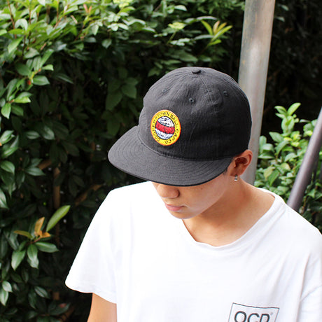 クーパーズタウンボールキャップ LINEN COTTON PATCH STRAPBACK CAP BLACK