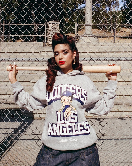 海外取寄 ニューエラ フーディー ロサンゼルス ドジャース ベラ ドーニャ BETTY BOOP HOODIE GRAY