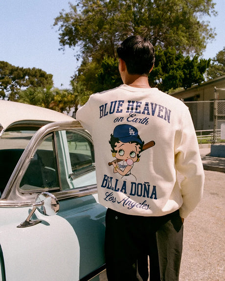海外取寄 ニューエラ スウェットシャツ ロサンゼルス ドジャース ベラ ドーニャ BETTY BOOP BLUE HEAVEN SWEATSHIRT WHITE