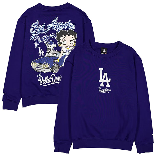 海外取寄 ニューエラ スウェットシャツ ロサンゼルス ドジャース ベラ ドーニャ BETTY BOOP CAR SWEATSHIRT ROYAL BLUE