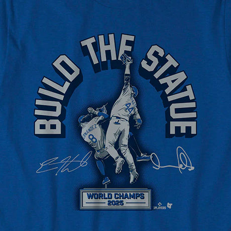 アンディ パヘス・キケ ヘルナンデスモデル 海外取寄 ロサンゼルス ドジャース Tシャツ BUILD THE STATUE T-SHIRT ROYAL BLUE