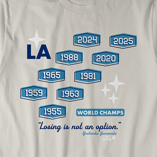海外取寄 ロサンゼルス ドジャース Tシャツ NINE TIME WORLD CHAMPS T-SHIRT OFF WHITE