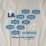 海外取寄 ロサンゼルス ドジャース Tシャツ NINE TIME WORLD CHAMPS T-SHIRT OFF WHITE