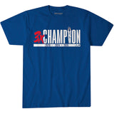 クレイトン カーショウモデル 海外取寄 ロサンゼルス ドジャース Tシャツ THREE TIME CHAMPION T-SHIRT ROYAL BLUE