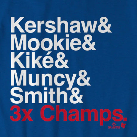 海外取寄 ロサンゼルス ドジャース Tシャツ AMPRERSAND 3-TIME CHAMPS T-SHIRT ROYAL BLUE