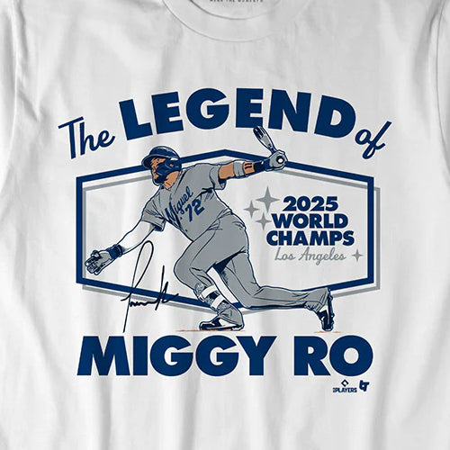 ミゲル ロハスモデル 海外取寄 ロサンゼルス ドジャース Tシャツ THE LEGEND OF MIGGY RO T-SHIRT WHITE