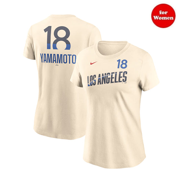 海外取寄 女性用 山本由伸モデル NIKE Tシャツ ロサンゼルス ドジャース WOMEN'S 2024 CITY CONNECT FUSE PLAYER NAME&NUMBER T-SHIRT CREAM