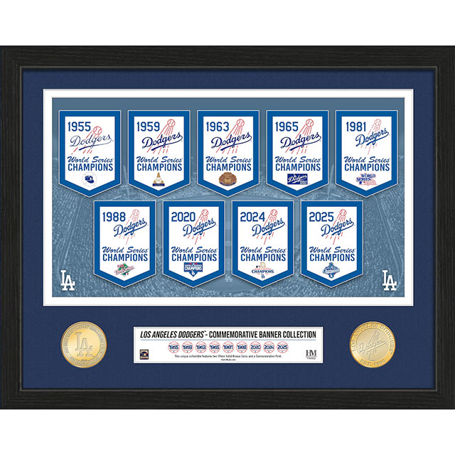2026 ゴールドコレクション 海外取寄 額入りコラージュフレーム ロサンゼルス ドジャース NINE-TIME WORLD SERIES CHAMPIONS BANNER BRONZE COIN PHOTO MINT
