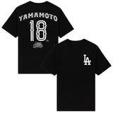山本由伸モデル Tシャツ 海外取寄 ロサンゼルス ドジャース MISTER CARTOON NAME&NUMBER T-SHIRT BLACK