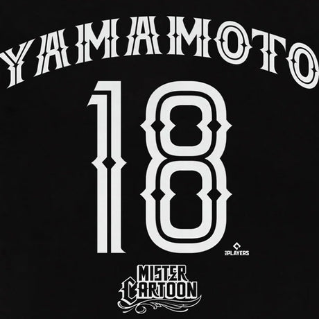 山本由伸モデル Tシャツ 海外取寄 ロサンゼルス ドジャース MISTER CARTOON NAME&NUMBER T-SHIRT BLACK