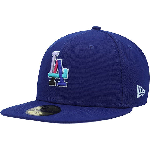 ニューエラ 59FIFTY ロサンゼルス ドジャース 1988 WORLD SERIES POLAR LIGHTS SIDE-PATCH LAVENDER BOTTOM ROYAL BLUE