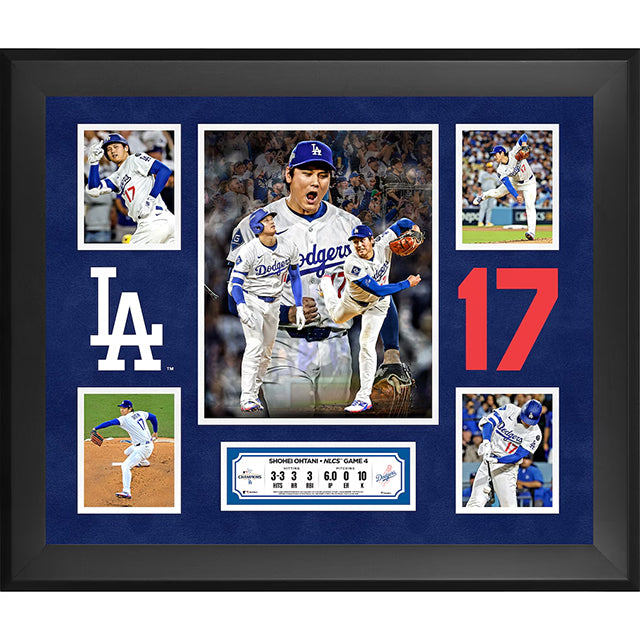 大谷翔平モデル 海外取寄 額入りコラージュフレーム ロサンゼルス ドジャース 2025 NATIONAL LEAGUE CHAMPIONSHIP SERIES FRAMED GAME4 PERFORMANCE PHOTO COLLAGE