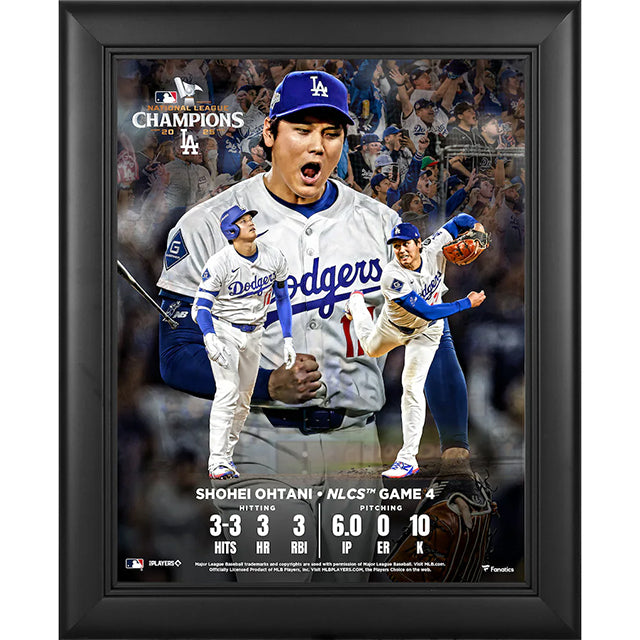 大谷翔平モデル 海外取寄 額入りコラージュフレーム ロサンゼルス ドジャース 2025 NATIONAL LEAGUE CHAMPIONSHIP SERIES FRAMED GAME4
