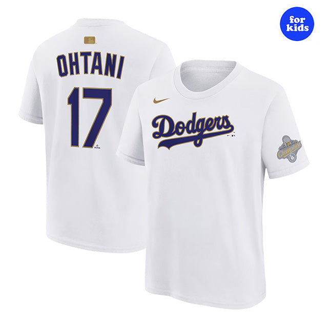 2026 ゴールドコレクション 大谷翔平モデル 子供用 NIKE Tシャツ ロサンゼルス ドジャース 2026 MLB GOLD COLLECTION PLAYER YOUTH NAME&NUMBER T-SHIRT WHITE