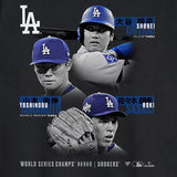 大谷翔平・山本由伸・佐々木朗希モデル 海外取寄 Tシャツ 2025 WORLD SERIES CHAMPIONS HISTORIC PERFORMANCES T-SHIRT