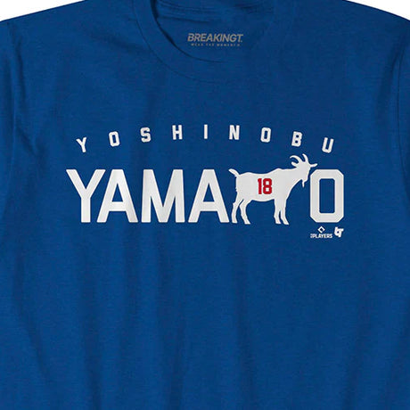 山本由伸モデル 海外取寄 ロサンゼルス ドジャース Tシャツ YAMA-GOAT-O T-SHIRT ROYAL BLUE